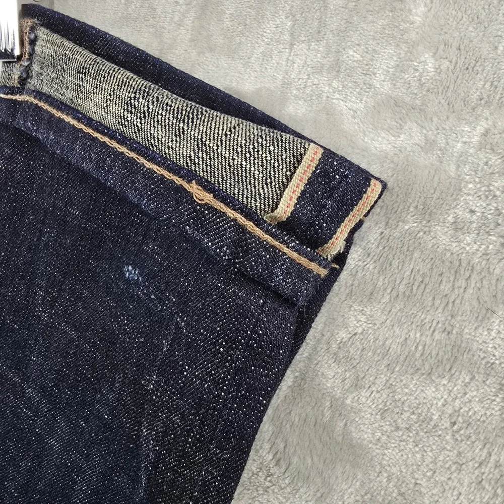 Naked & Famous Jeans Mens 32x30 Dark Blue Raw Selvedge Denim Slubby Slim Fit